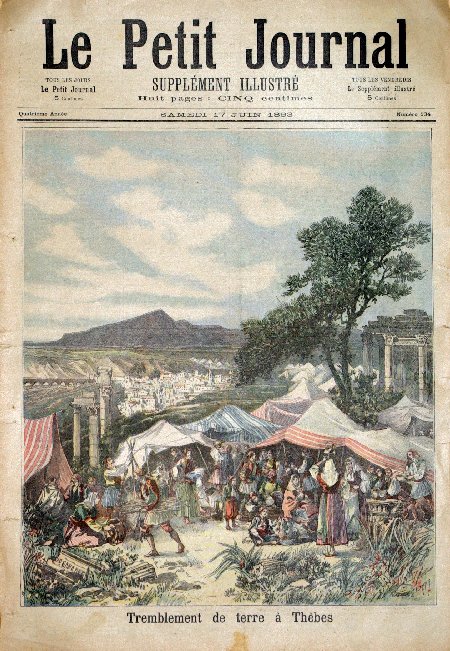 journal Le petit journal illustré Tremblement de terre à Thèbes.