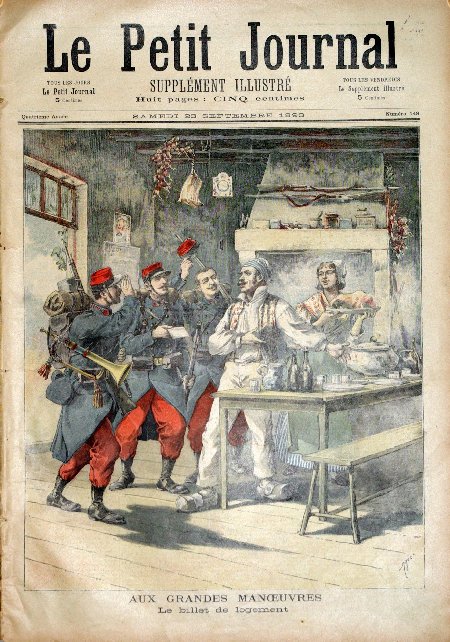 journal Le petit journal illustré Aux grandes manoeuvres. Le billet de logement.