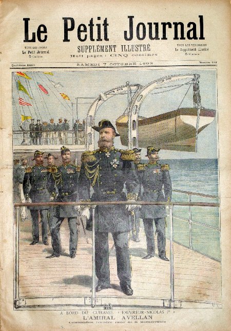 journal Le petit journal illustré A bord du cuirassé 'Empereur-Nicolas 1er'. L'Amiral Avellan commandant l'escadre russe de la Méditerranée.