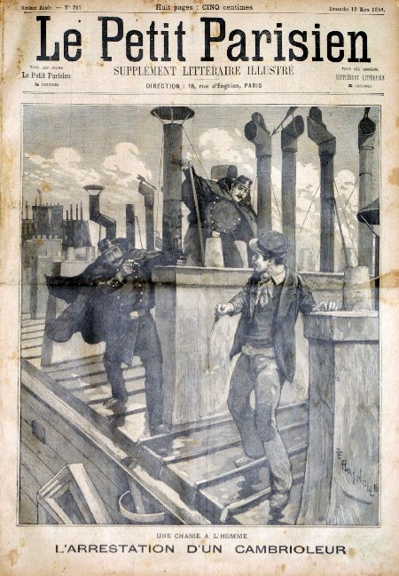 journal Le petit Parisien illustré Une chasse à l'homme. L'arrestation d'un cambrioleur.