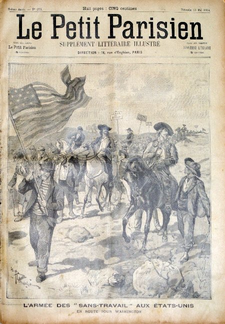 journal Le petit Parisien illustré L'armée des 'sans-travail' aux Etats-Unis. En route pour Washington.