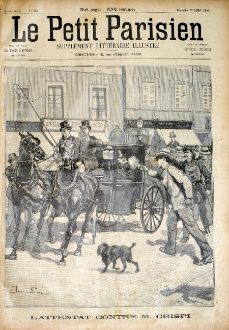 journal Le petit Parisien illustré L'attentat contre M. Crispi.