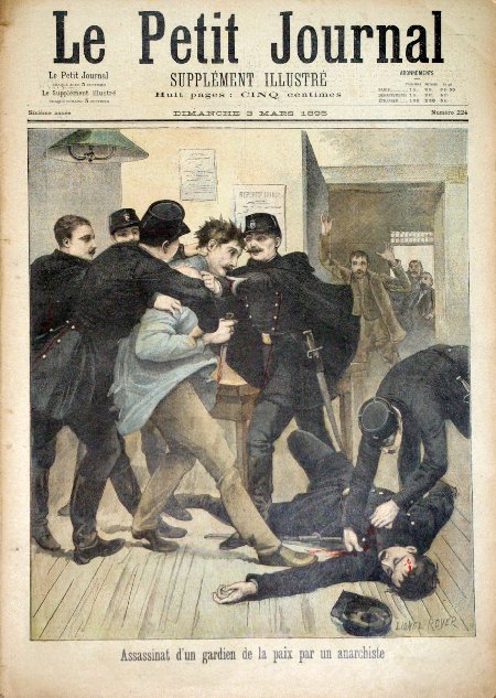 journal Le petit journal illustré Assassinat d'un gardien de la paix par un anarchiste.