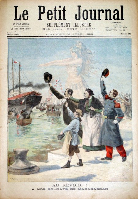 journal Le petit journal illustré Au revoir!!! A nos soldats de Madagascar.