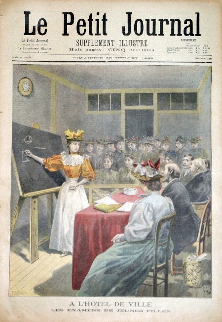 journal Le petit journal illustré A l'hôtel de Ville. Les examens de jeunes filles.