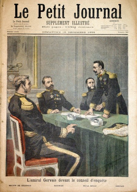 journal Le petit journal illustré L'amiral Gervais devant le Conseil d'enquête.