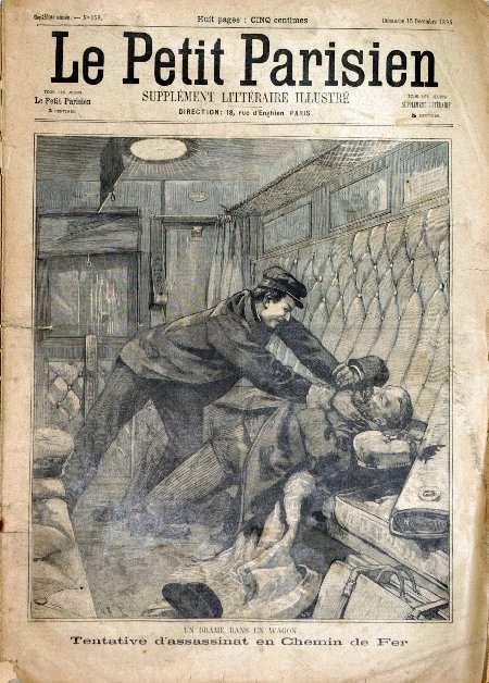 journal Le petit Parisien illustré Un drame dans un wagon. Tentative d'assassinat en Chemin de Fer.
