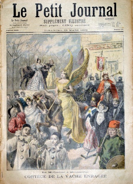 journal Le petit journal illustré L Mi-Carême à Montmartre. Cortège de la vache enragée.