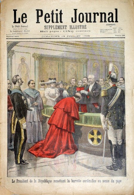 journal Le petit journal illustré Le Président de la République remettant la barrette cardinalice au nonce du pape.
