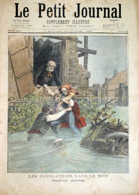 journal Le petit journal illustré Les inondations dans le midi. Emouvant sauvetage.