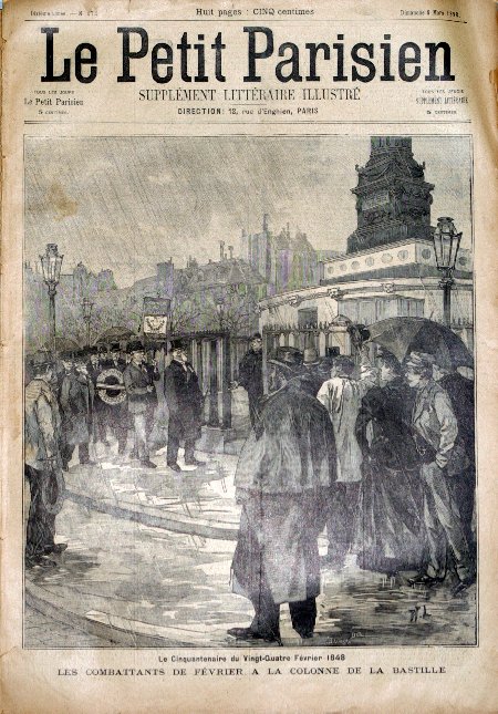 journal Le petit Parisien illustré Le Cinquantenaire du 24 Février 1848. Les combattants de Février à la colonne de la Bastille.