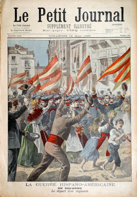 journal Le petit journal illustré La guerre Hispano-Américaine. En Espagne. Le départ d'un régiment.