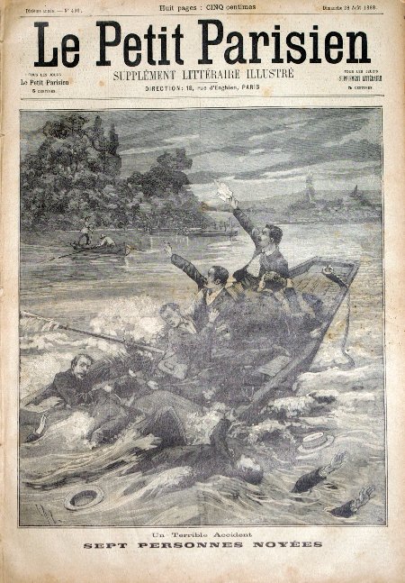 journal Le petit Parisien illustré Un terrible accident. Sept personns noyées.