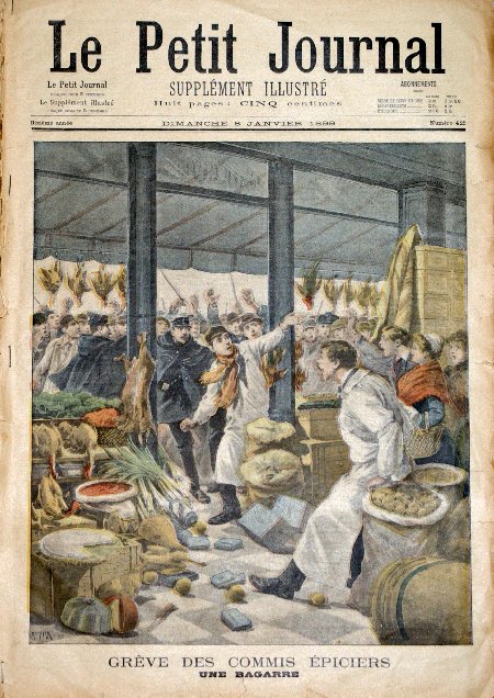 journal Le petit journal illustré Grève des commis épiciers. Une bagarre.