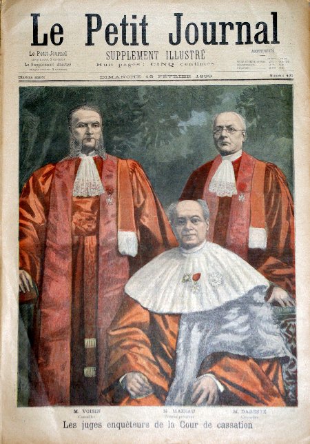 journal Le petit journal illustré Les juges enquêteurs de la Cour de cassation. (M.Voisin, M. Mazeau, M. Dareste).