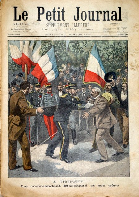 journal Le petit journal illustré A Thoissey. Le Commandant Marchand et son père.