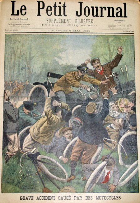 journal Le petit journal illustré Grave accident causé par des motocycles.