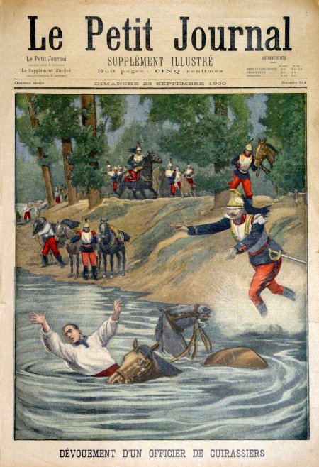 journal Le petit journal illustré Dévouement d'un officier de cuirassiers.