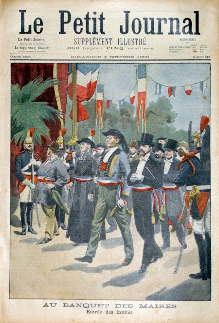 journal Le petit journal illustré Au banquet des Maires. Entrée des invités.