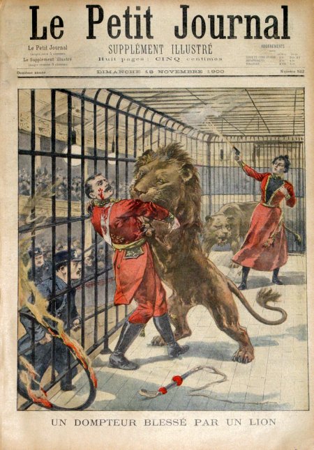 journal Le petit journal illustré Un dompteur blessé par un lion.