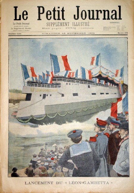 journal Le petit journal illustré Lancement du 'Léon-Gambetta'.
