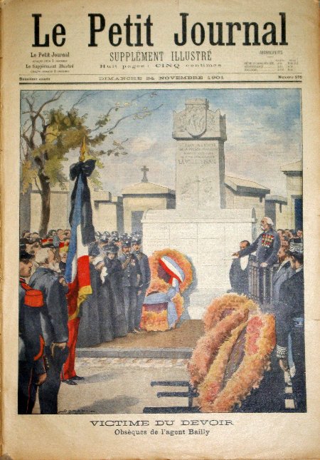 journal Le petit journal illustré Victime du devoir. Obsèques de l'agent Bailly.