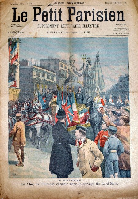 journal Le petit Parisien illustré A Londres. Le char de l'Entente cordiale dans le cortège du Lord-Maire.