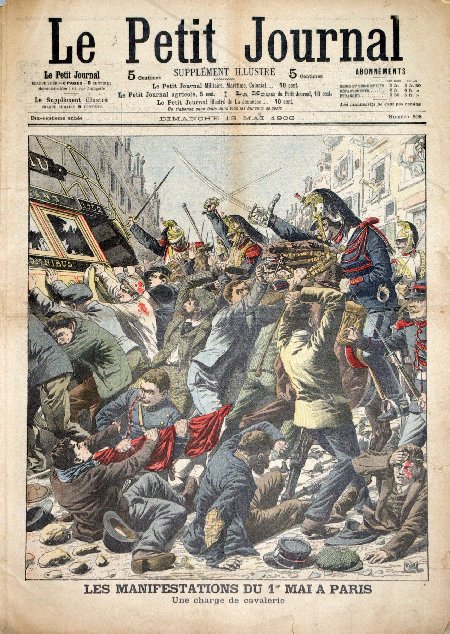 journal Le petit journal illustré Les manifestations du 1er Mai à Paris. Une charge de cavalerie.