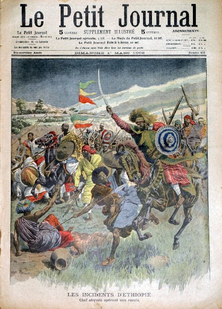 journal Le petit journal illustré Les incidents d'Ethiopie. Chef abyssin opérant une razzia.