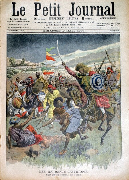 journal Le petit journal illustré Les incidents d'Ethiopie. Chef abyssin opérant une razzia.