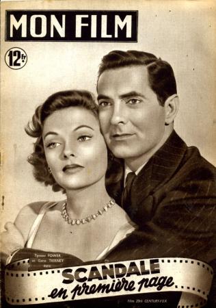 journal Mon Film Tyrone Power et Gene Tierney dans Scandale en prmière page