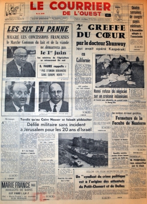 Le Courrier de l'Ouest du 3 mai 1968