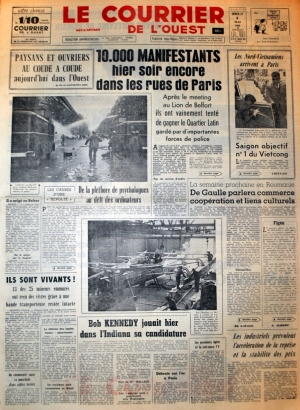 Le courrier de l'Ouest du 8 mai 1968