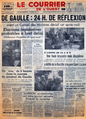 Le courrier de l'Ouest du 30 mai 1968