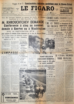 Le Figaro du 21 juillet 1958