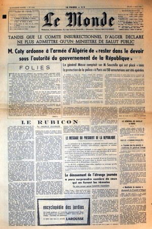 Le Monde du 15 mai 1958