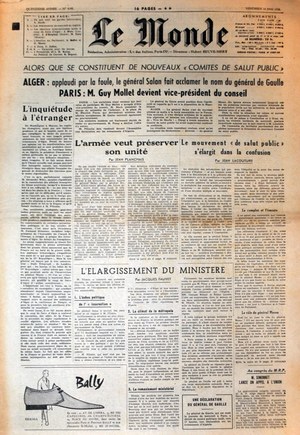 Le Monde du 16 mai 1958