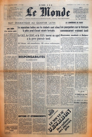Le Monde du 12 mai 1968