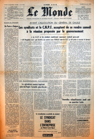 Le Monde du 25 mai 1968