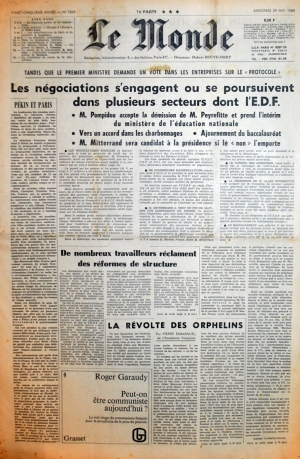 Le Monde du 29 mai 1968