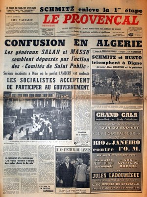 Le Provencal du 15 mai 1958